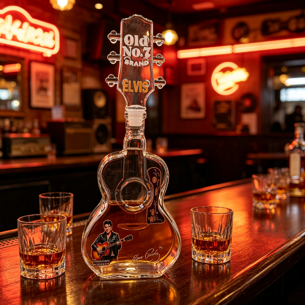 Wine Beer And Spirits - قارورة زجاجية على شكل جيتار إلفيس