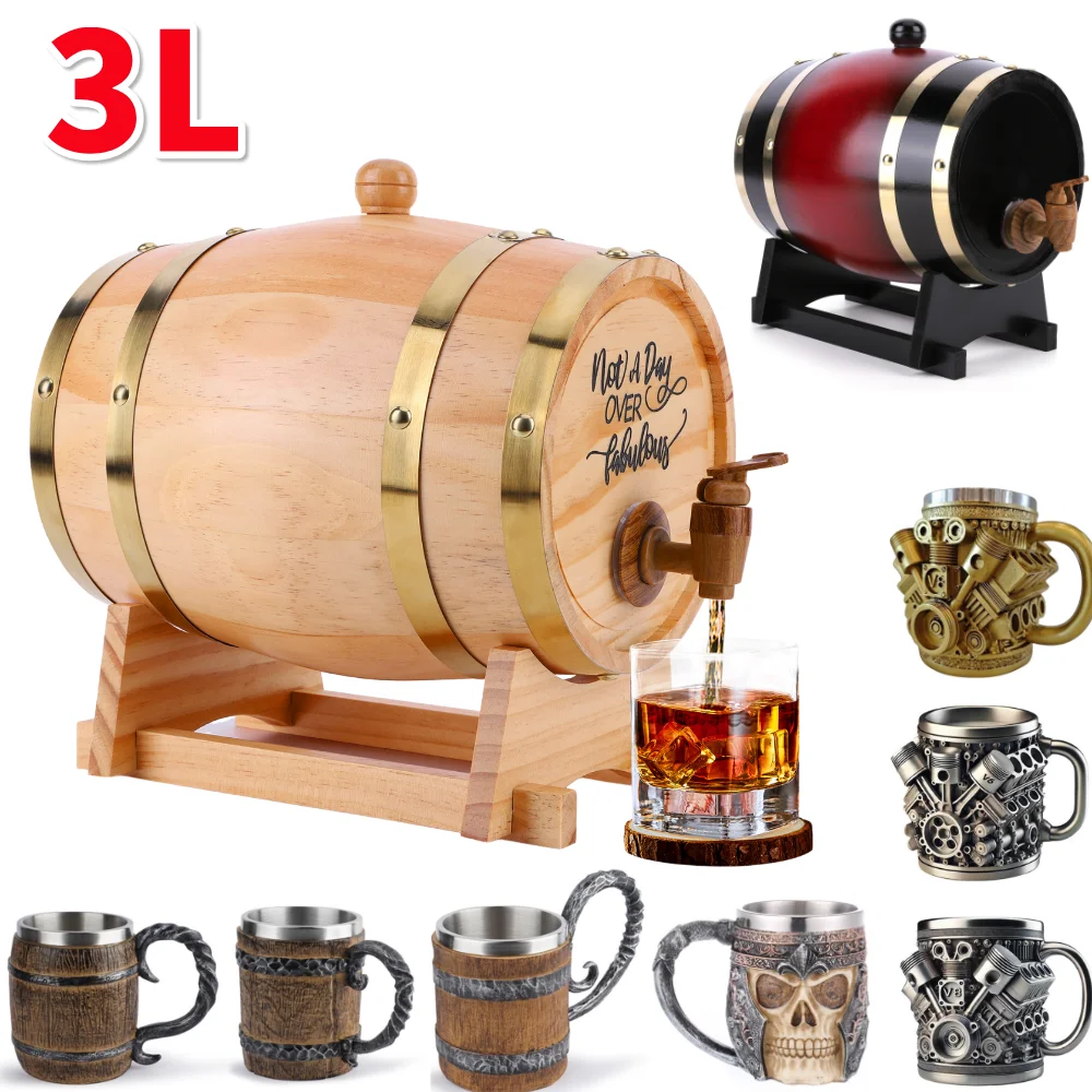 3L برميل ويسكي خشبي مع حامل بر - مراجعة Wine Beer Tequila وسعره
